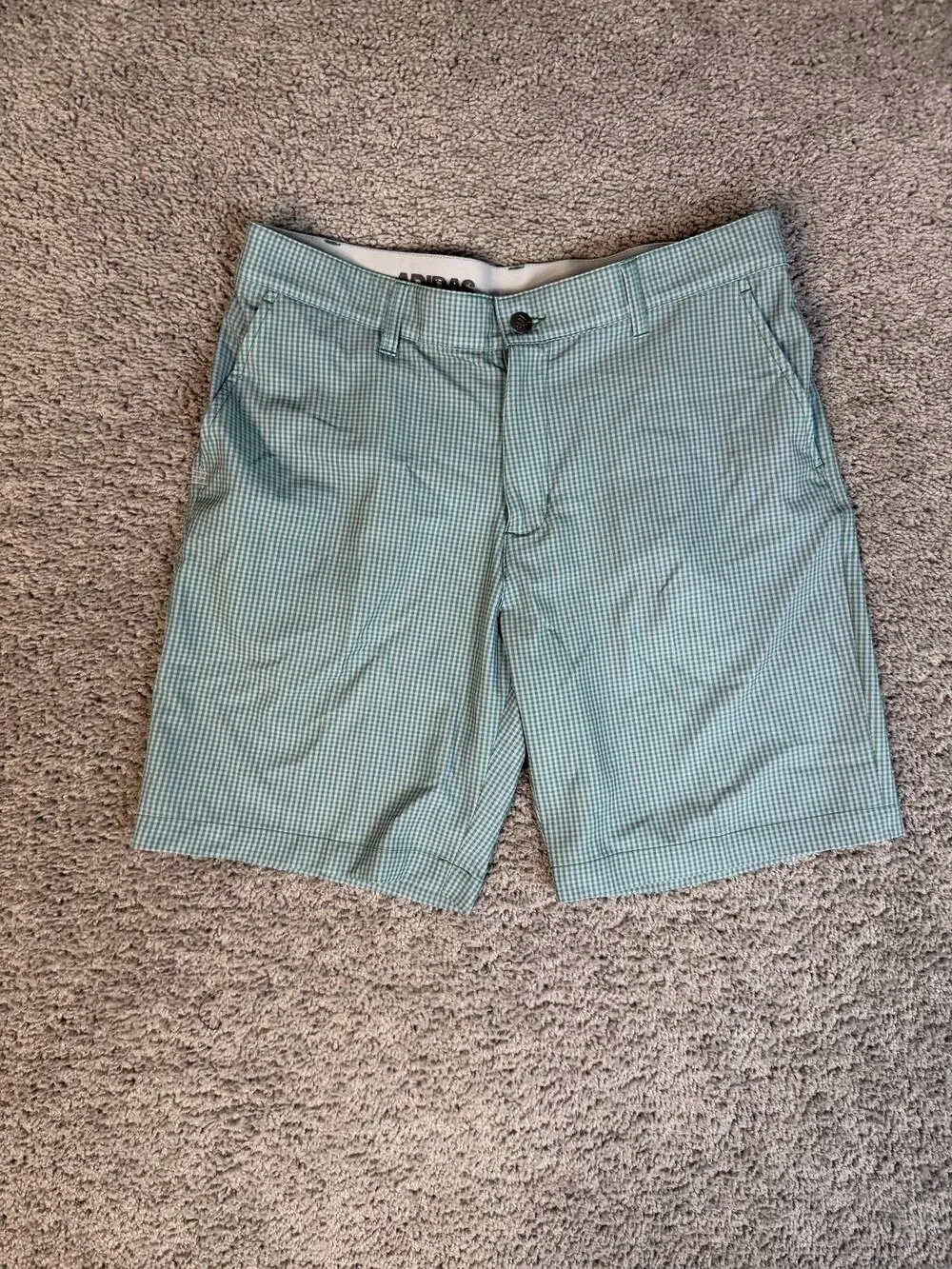 Adidas Golf Shorts Mens 34 Green Polyester Spandex Microfiber 8 Inseam Stretch